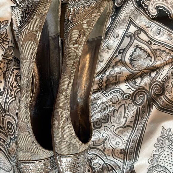 Coach Ballet sequined silver and tan sz 8.5B - Picture 10 of 12
